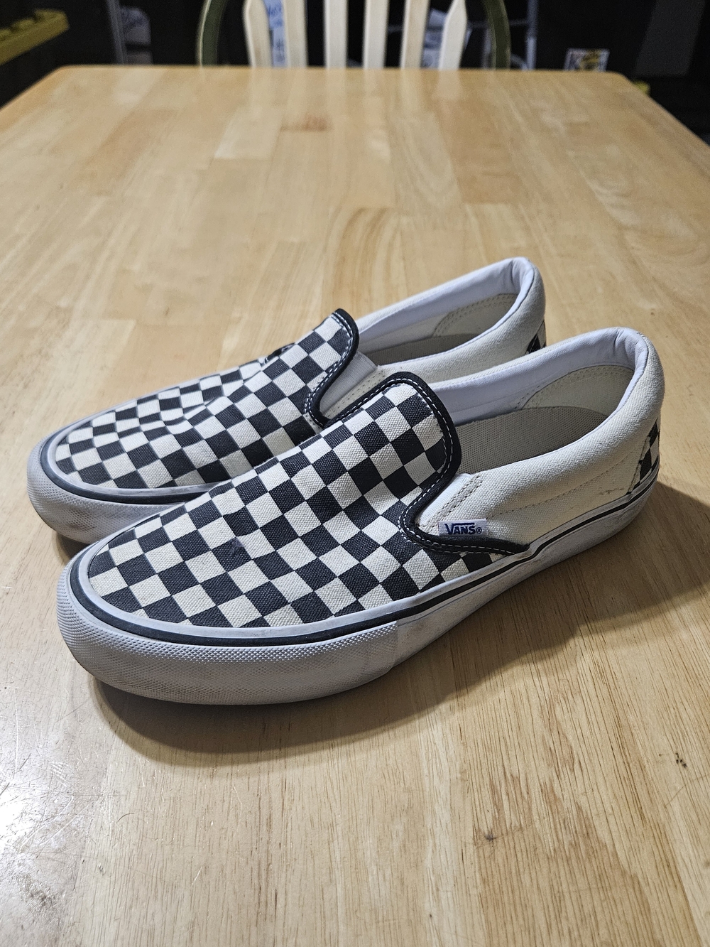 VANS Classic Pro DuraCap White Black Checkerboard Canvas Slip-On US 10.5 @S2